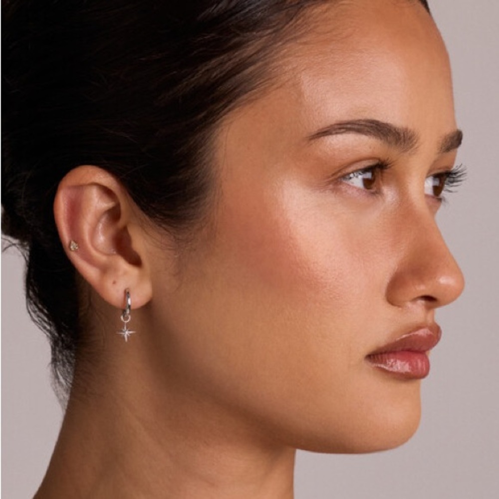 Michael Hill 13.5mm Large Polished Huggie Earrings with North Star charms - Picture 5 of 11